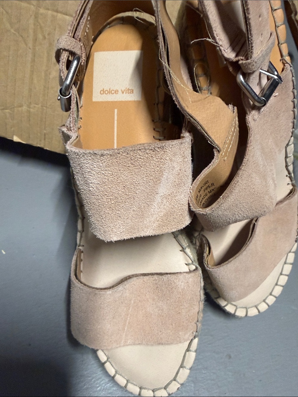Dolce Vita Taupe Suede Espadrille Sandals - Picture 4 of 7